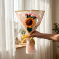 HindCraft Handmade Crochet Sunflower & Pink Rose Bouquet – Best Wishes Gift