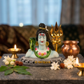 HindCraft Lord Shiva Bust Idol with Trishul | Mahadev Meditation Resin Statue for Home Temple, Office & Car Dashboard