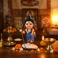 HindCraft Bal Shiv Idol with Trishul | Baby Lord Shiva Resin Showpiece for Home Temple, Office Desk & Spiritual Décor