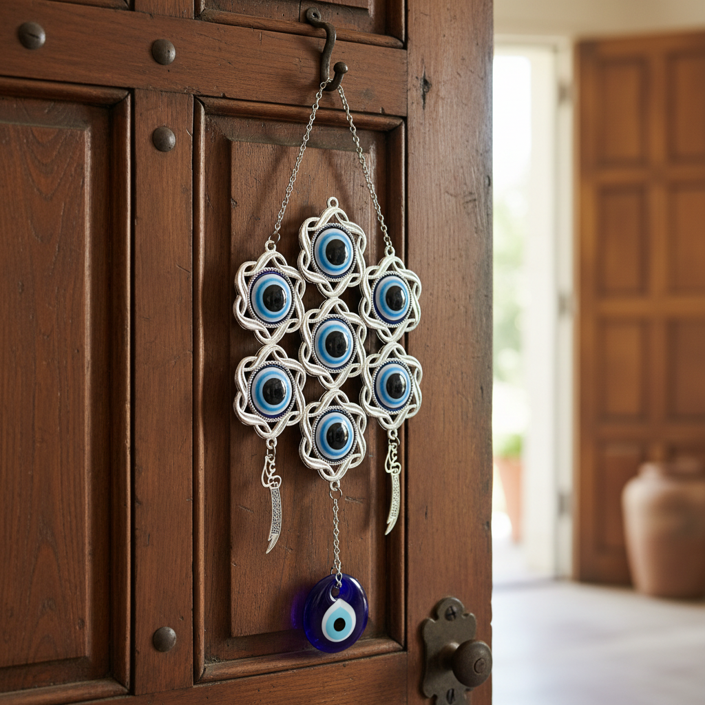 HindCraft Blue Evil Eye Wall Hanging for Home Decor, Balcony & Entrance