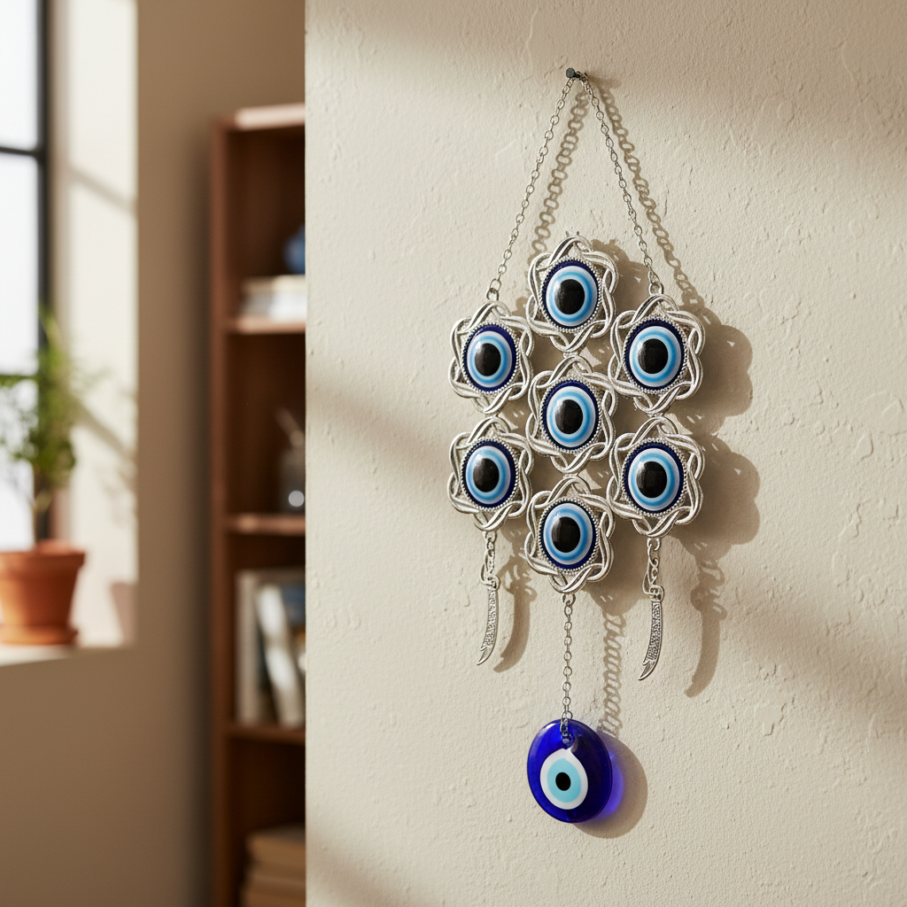 HindCraft Blue Evil Eye Wall Hanging for Home Decor, Balcony & Entrance