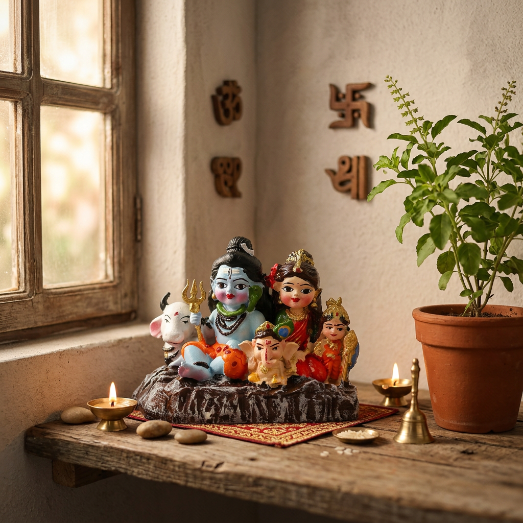 HindCraft Shiv Parivar Idol | Lord Shiva Family Resin Showpiece with Parvati, Ganesha, Kartikeya & Nandi for Home Temple, Office Desk & Car Dashboard