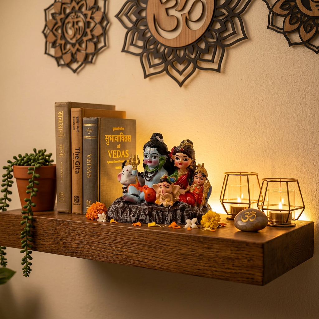 HindCraft Shiv Parivar Idol | Lord Shiva Family Resin Showpiece with Parvati, Ganesha, Kartikeya & Nandi for Home Temple, Office Desk & Car Dashboard
