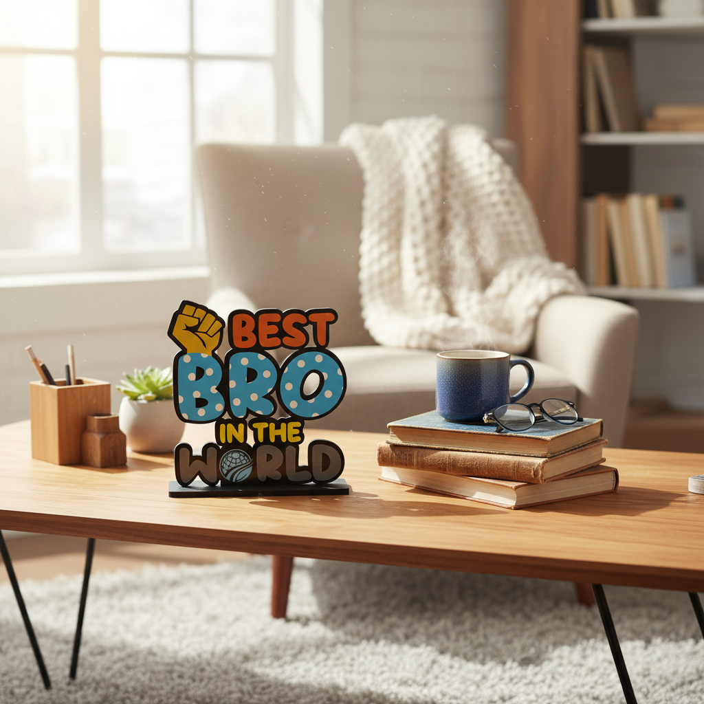Best Bro in The World Wooden Table Decor | Brother Gift | Rakhi Gift for Brother