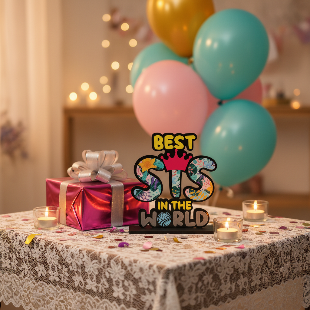 HindCraft Best Sis in The World Wooden Table Showpiece