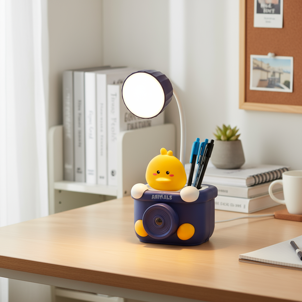 HindCraft Cute Animal LED Desk Lamp with Pen Holder, Pencil Organizer for Kids Study Table, Office Desk & Bedroom