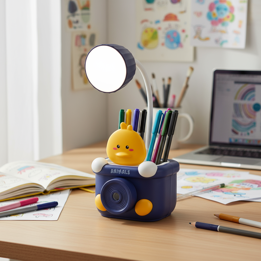 HindCraft Cute Animal LED Desk Lamp with Pen Holder, Pencil Organizer for Kids Study Table, Office Desk & Bedroom