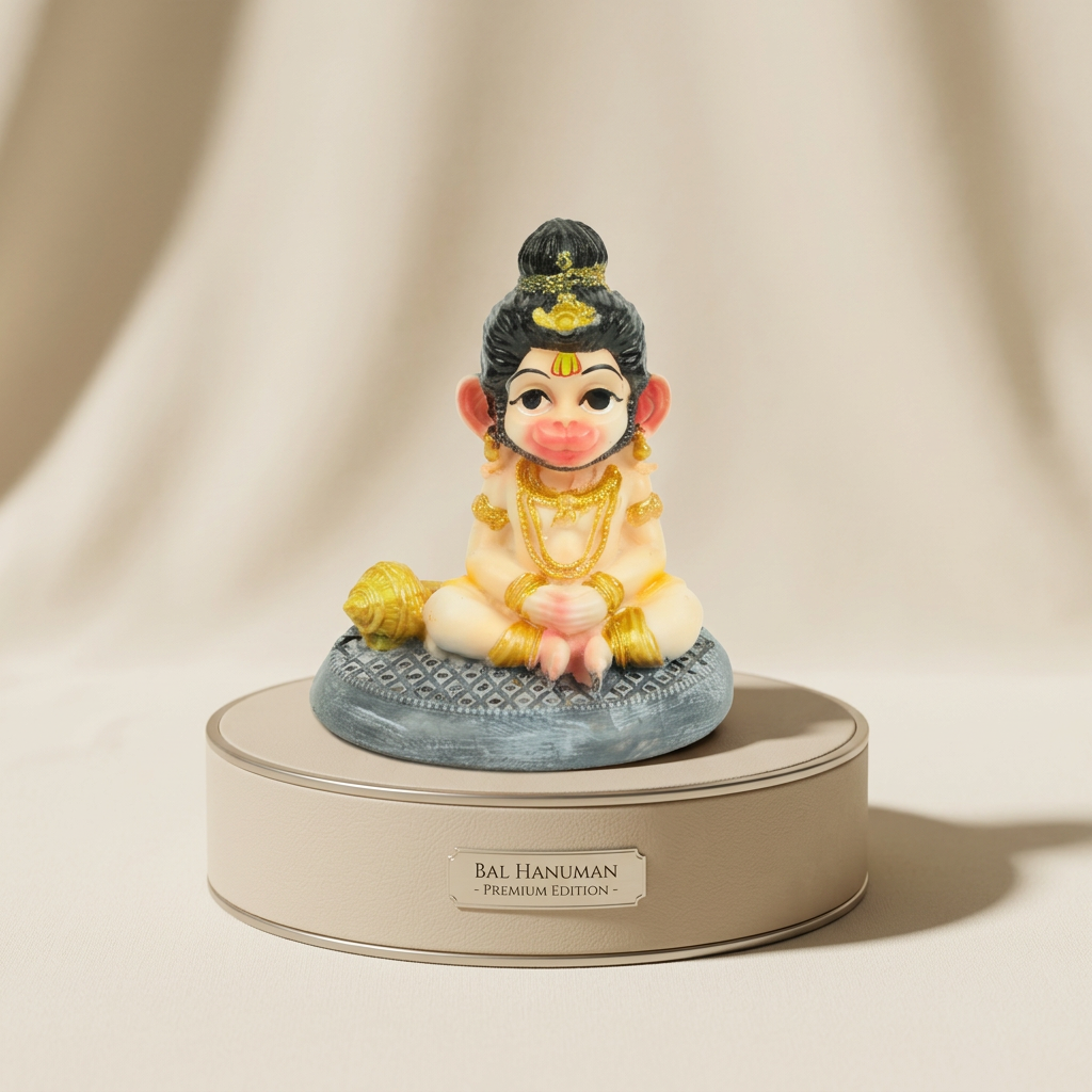 HindCraft Bal Hanuman Idol with Gada for Home Temple, Car Dashboard & Spiritual Décor