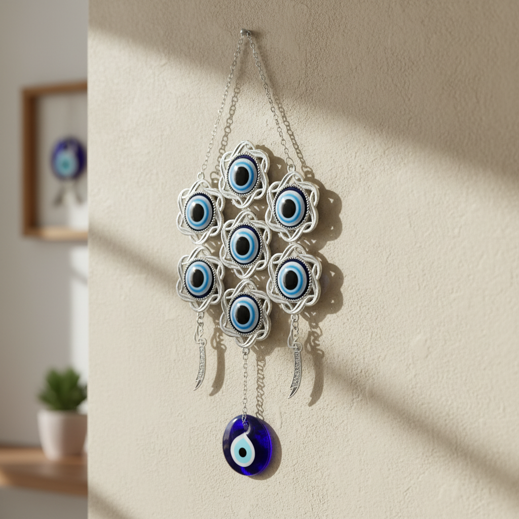 HindCraft Blue Evil Eye Wall Hanging for Home Decor, Balcony & Entrance