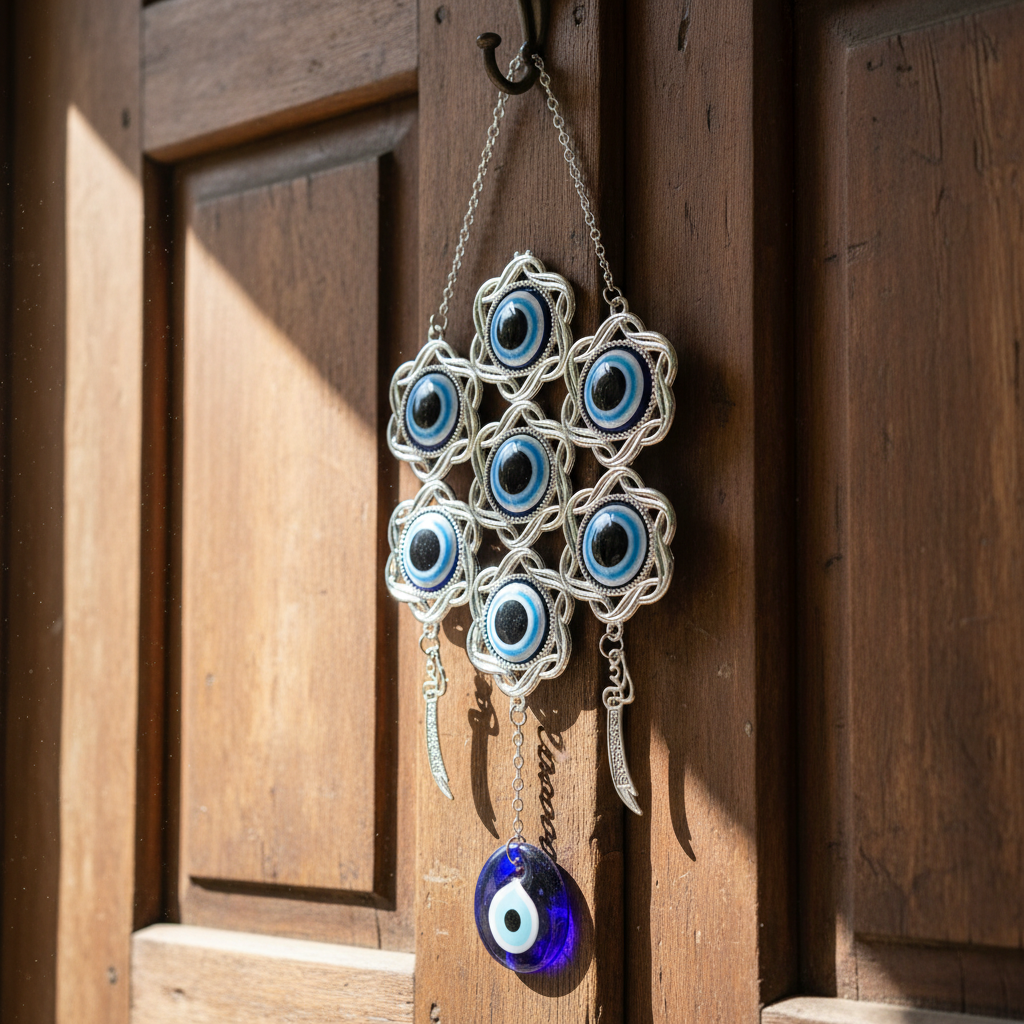 HindCraft Blue Evil Eye Wall Hanging for Home Decor, Balcony & Entrance