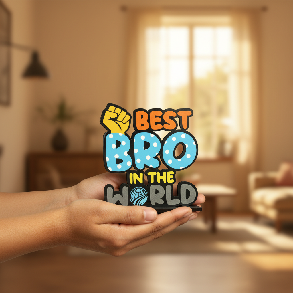 Best Bro in The World Wooden Table Decor | Brother Gift | Rakhi Gift for Brother