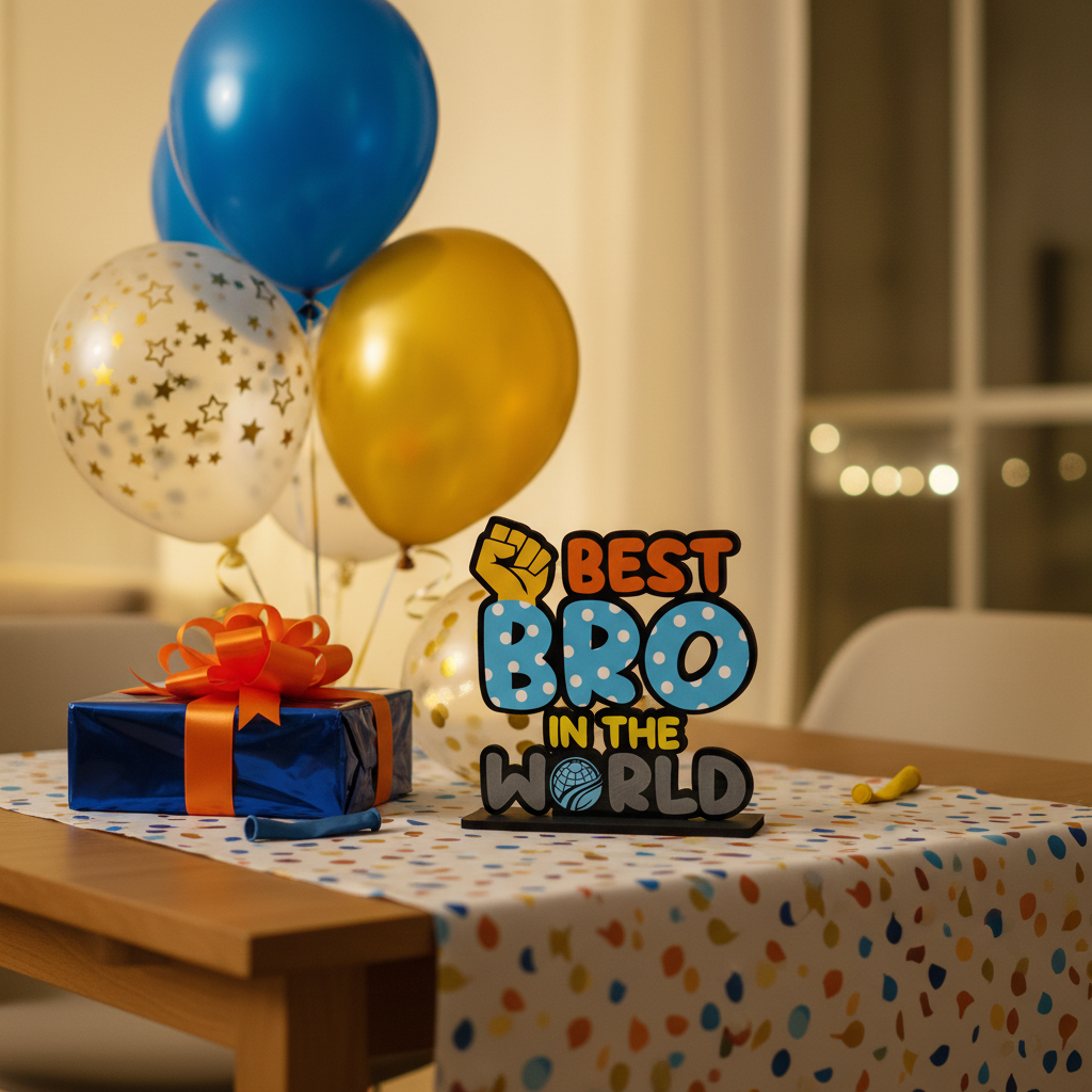 Best Bro in The World Wooden Table Decor | Brother Gift | Rakhi Gift for Brother