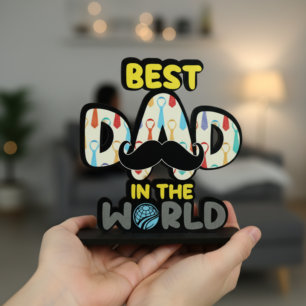 HindCraft Best Dad in The World Wooden Table Showpiece