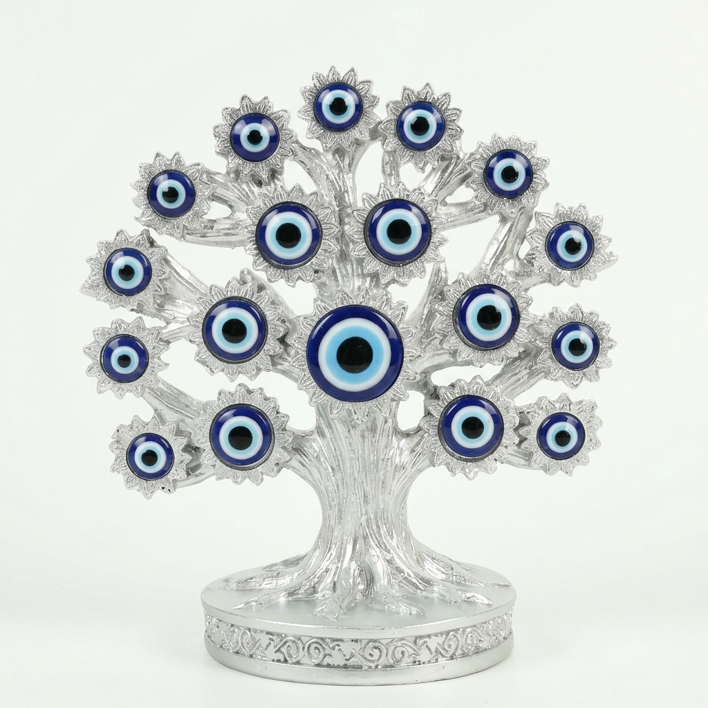 HindCraft Evil Eye Tree Showpiece for Home Decor | Turkish Nazar Tree of Life Tabletop Decorative Figurine