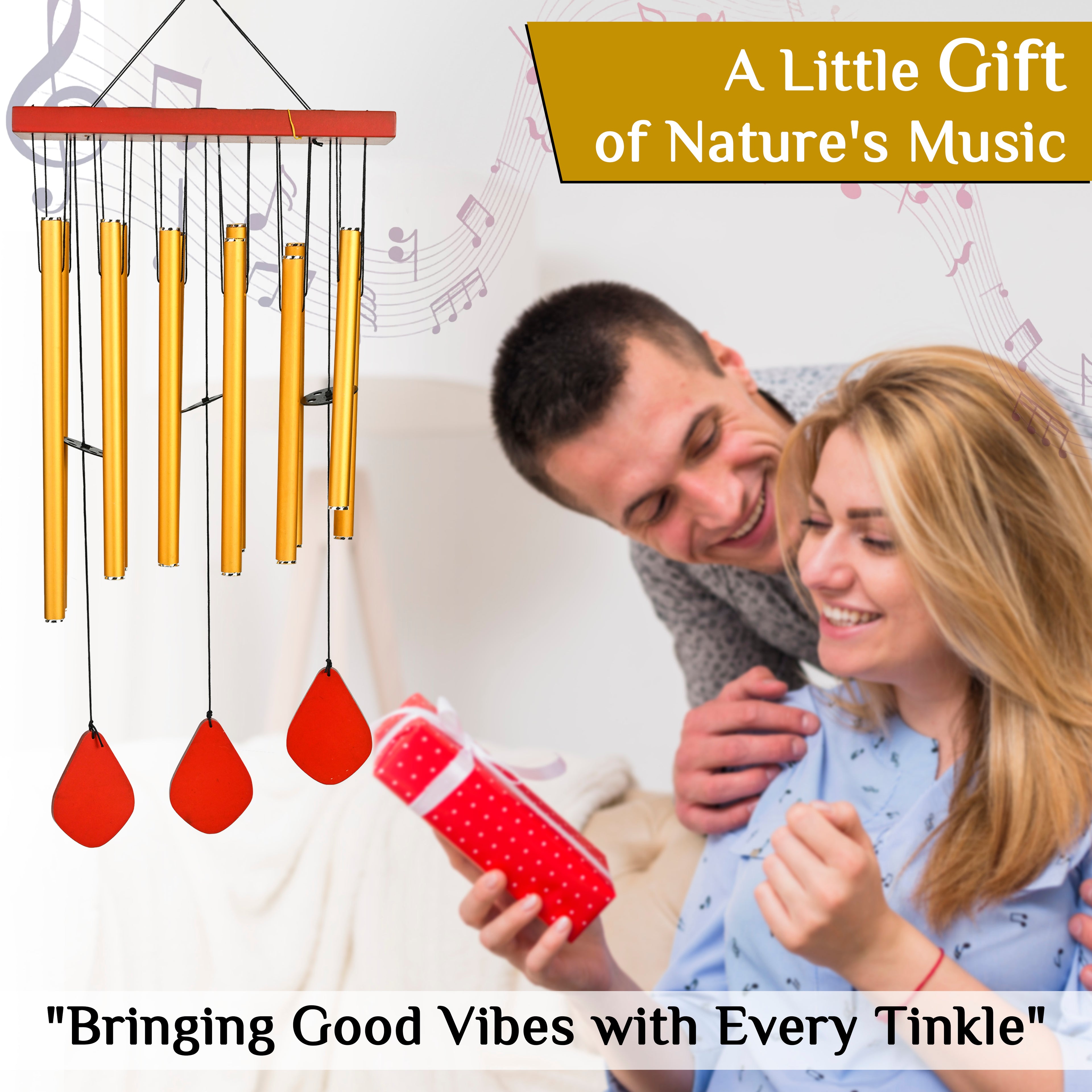 HindCraft Yellow Wind Chime for Home Décor, Balcony & Garden Hanging