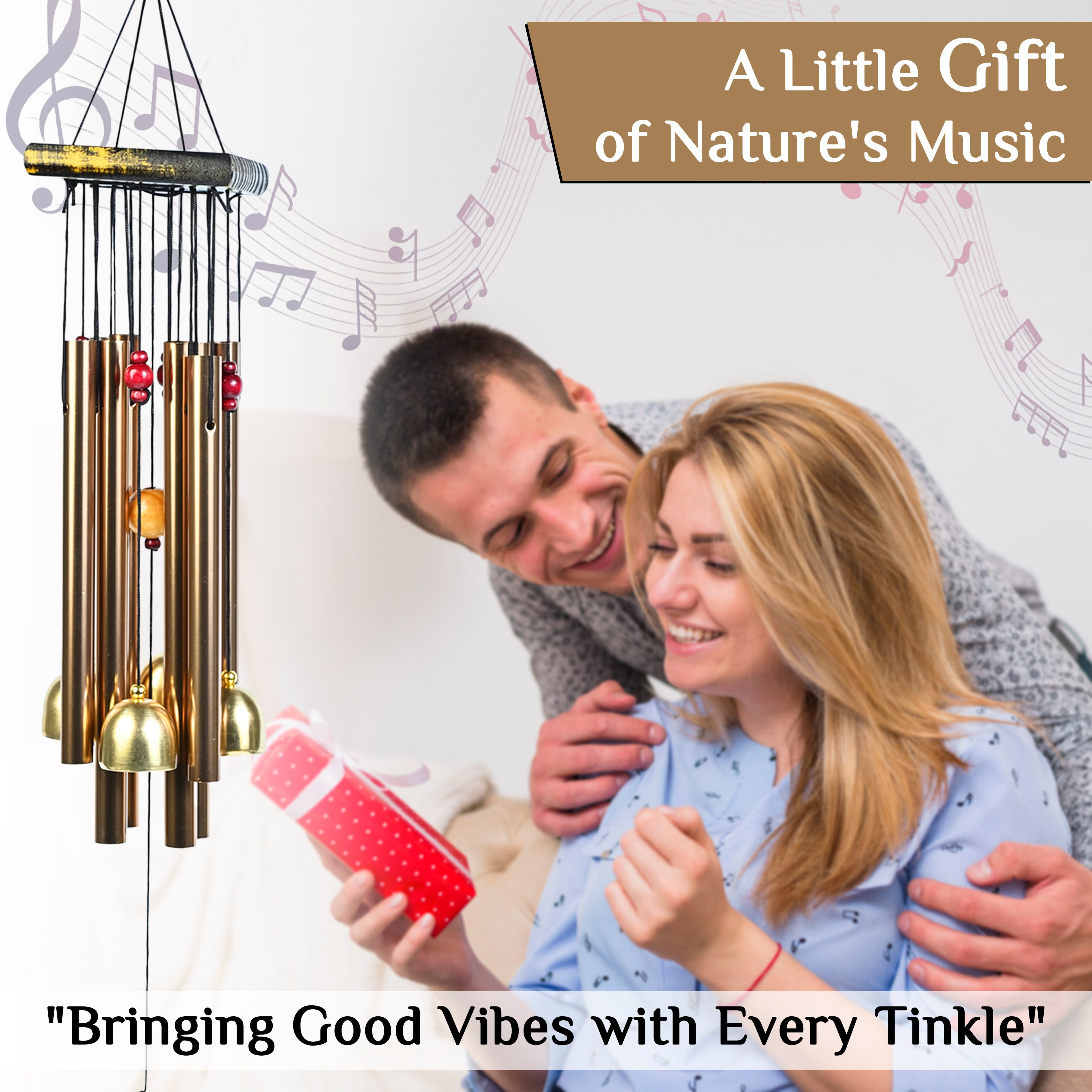 HindCraft Wind Chime with Brass Bells for Home Décor, Balcony