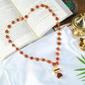 HindCraft Rudraksha Bead Neck Mala with Shiv Damru & Trishul Pendant for Men & Women