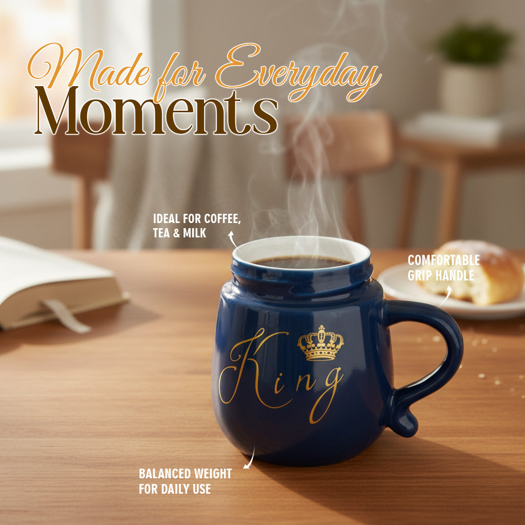 HindCraft King Design Ceramic Mug with Golden Lid