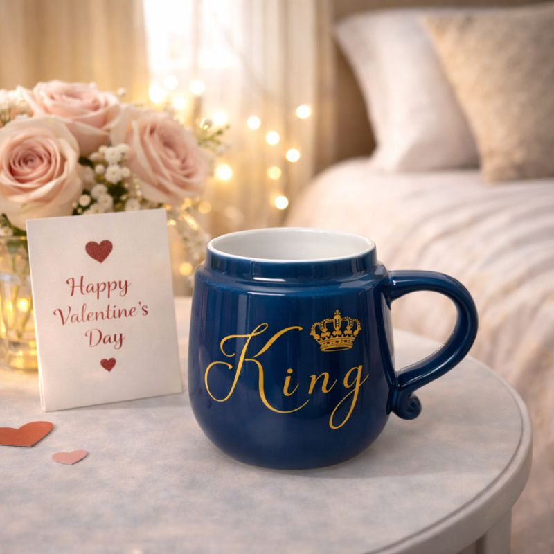 HindCraft King Design Ceramic Mug with Golden Lid