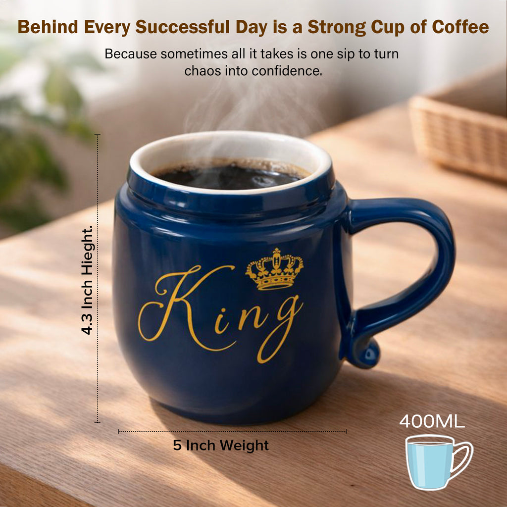 HindCraft King Design Ceramic Mug with Golden Lid