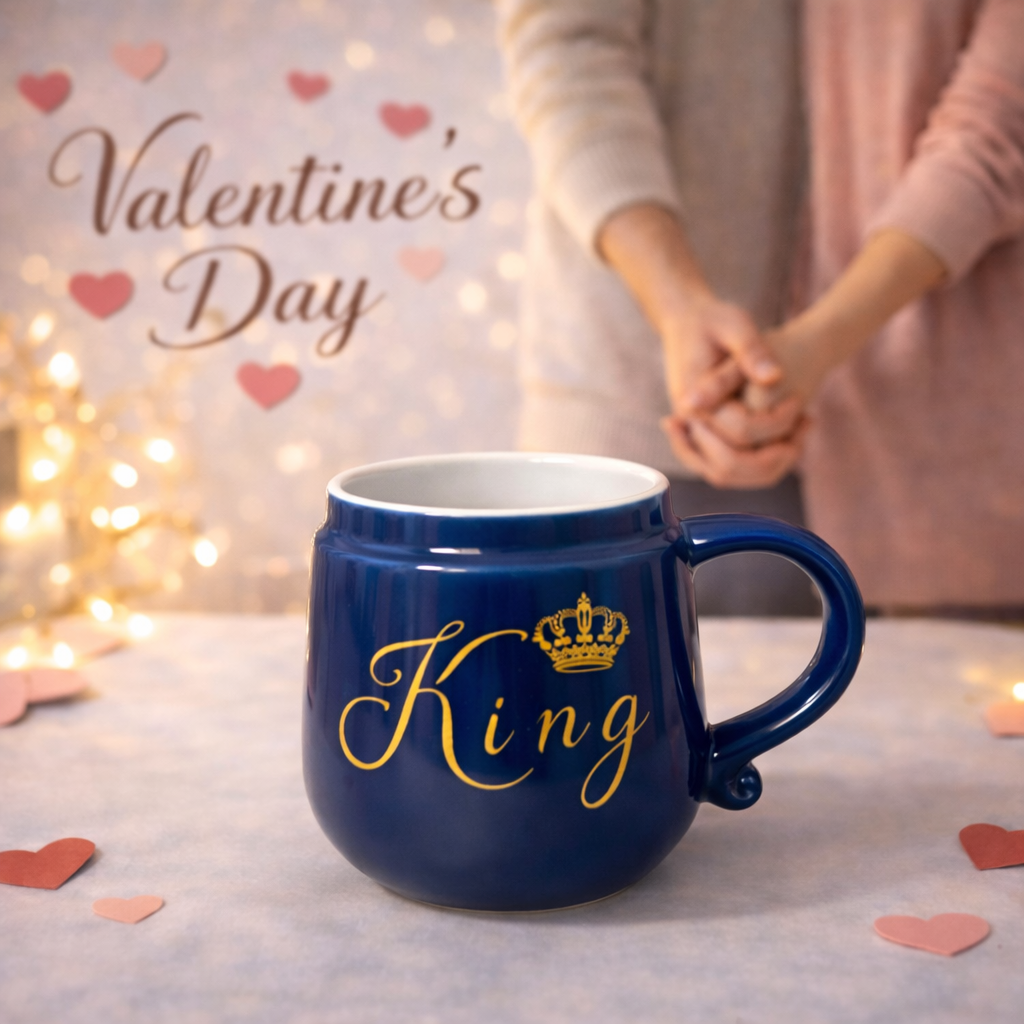 HindCraft King Design Ceramic Mug with Golden Lid