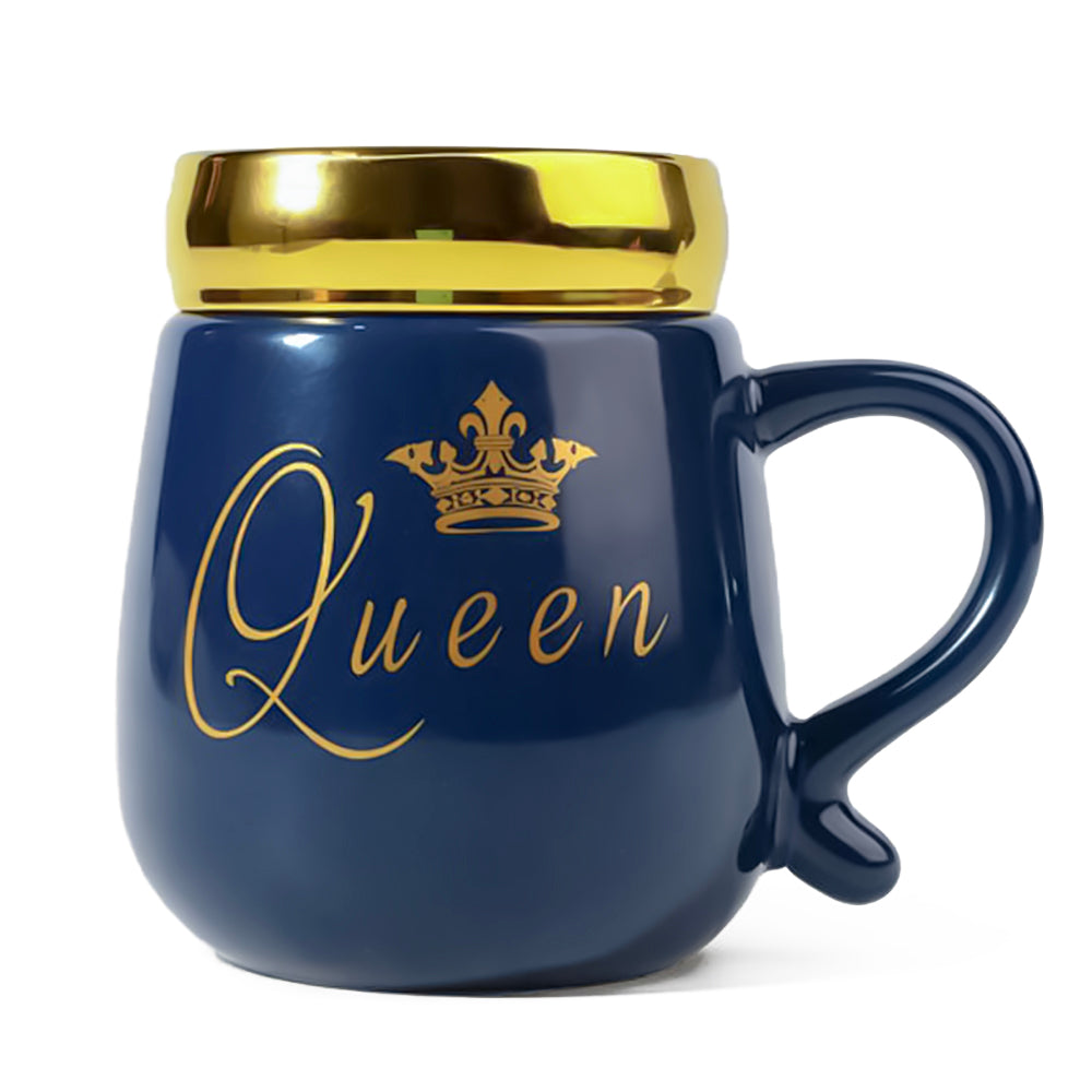 HindCraft Queen Design Ceramic Mug with Golden Lid