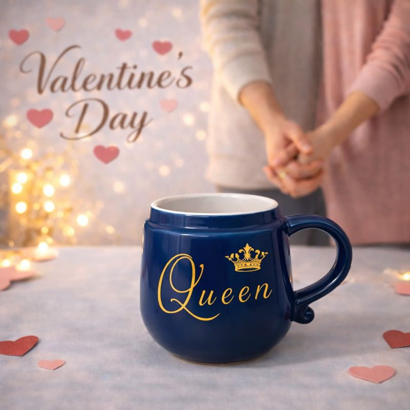 HindCraft Queen Design Ceramic Mug with Golden Lid