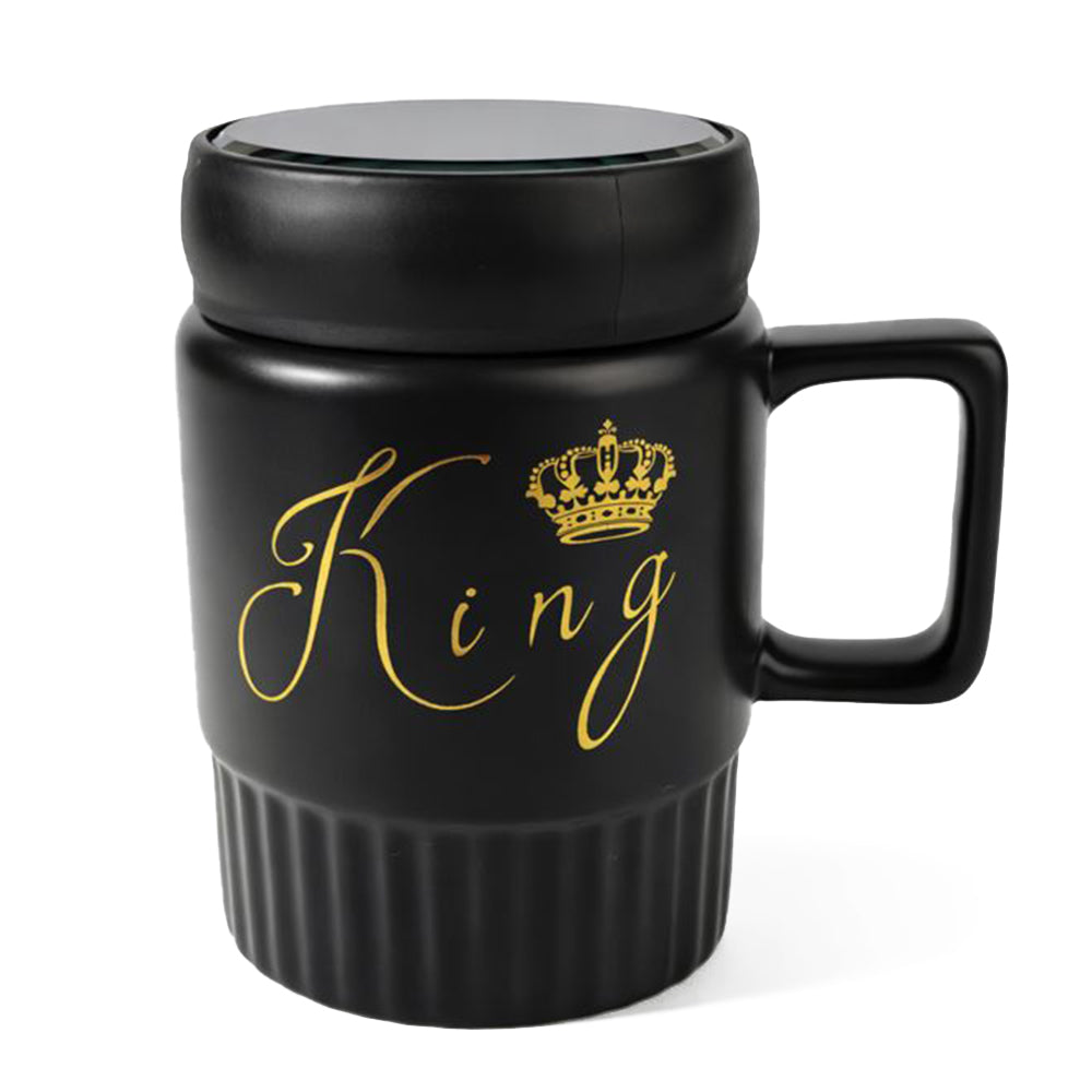 HindCraft King Design Black Ceramic Mug with Lid