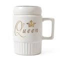 HindCraft Queen Design White Ceramic Mug with Lid