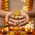 HindCraft 90mm Laxmi Shree Yantra Orgonite Pyramid with Rudraksha, Gomti Chakra, Cowrie Shells & Copper Coil | Spiritual Pyramid for Home, Office, Meditation & Vastu Decor
