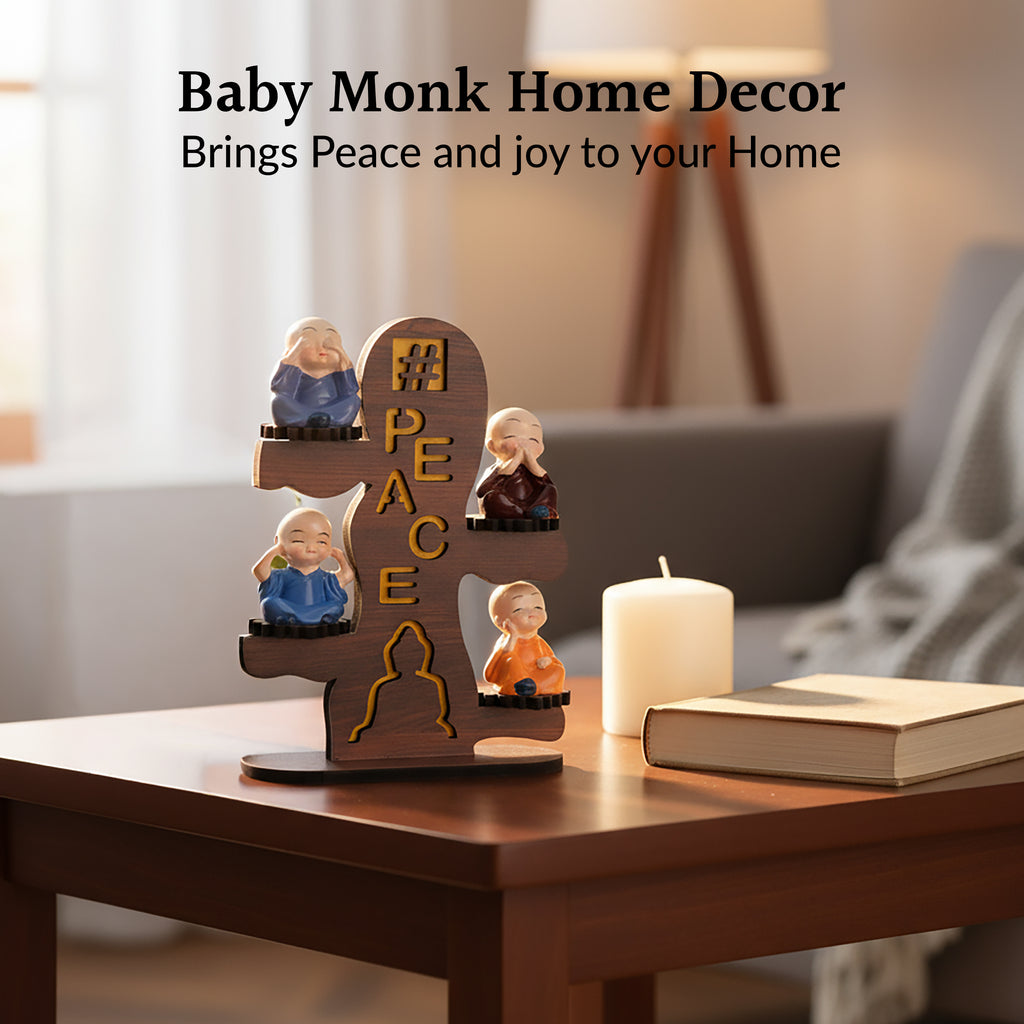 HindCraft Four Monk Peace Showpiece for Home, Office Desk & Table Décor