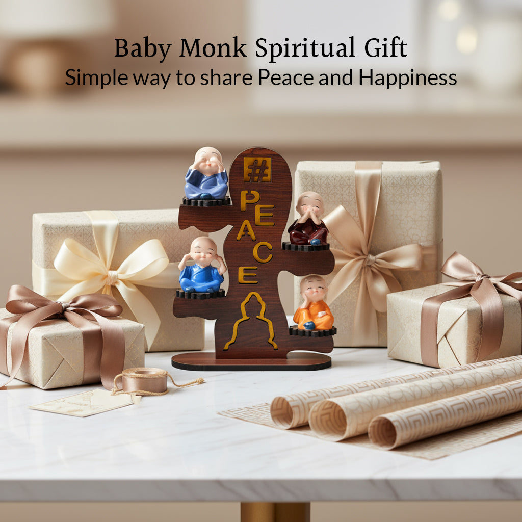 HindCraft Four Monk Peace Showpiece for Home, Office Desk & Table Décor