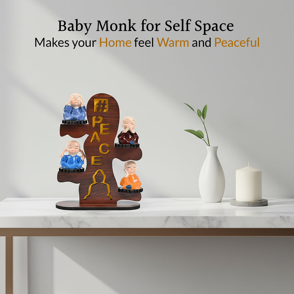 HindCraft Four Monk Peace Showpiece for Home, Office Desk & Table Décor