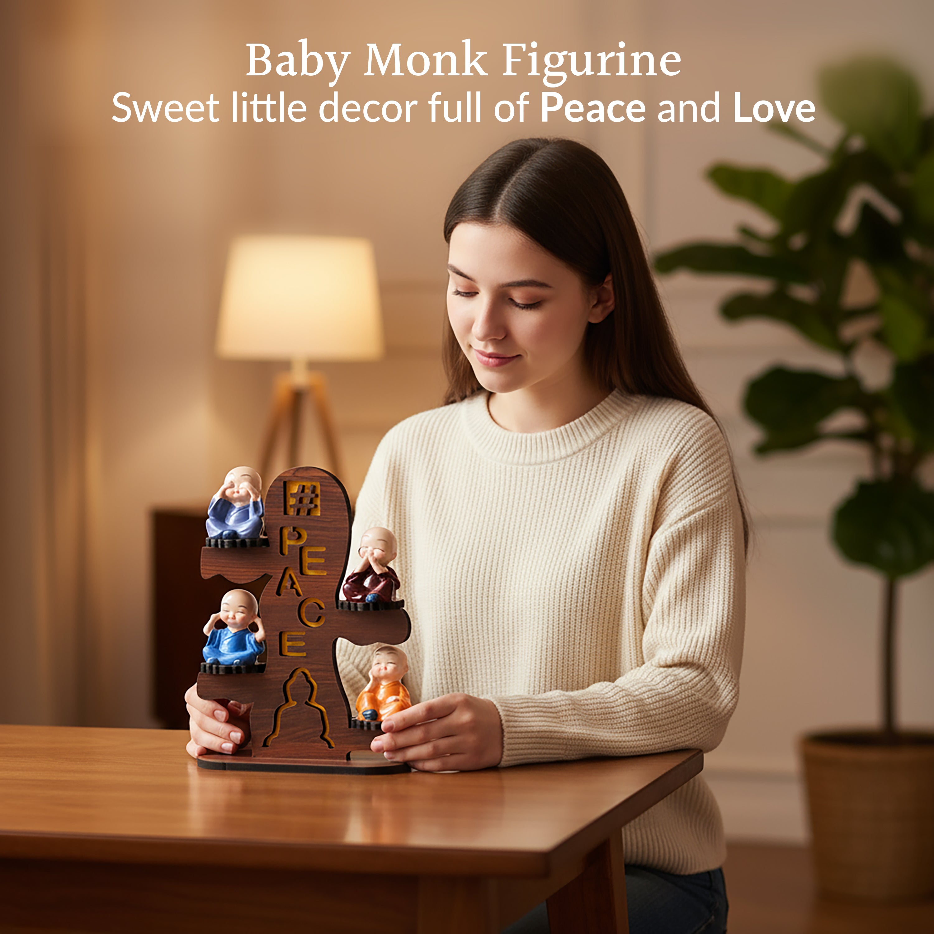 HindCraft Four Monk Peace Showpiece for Home, Office Desk & Table Décor
