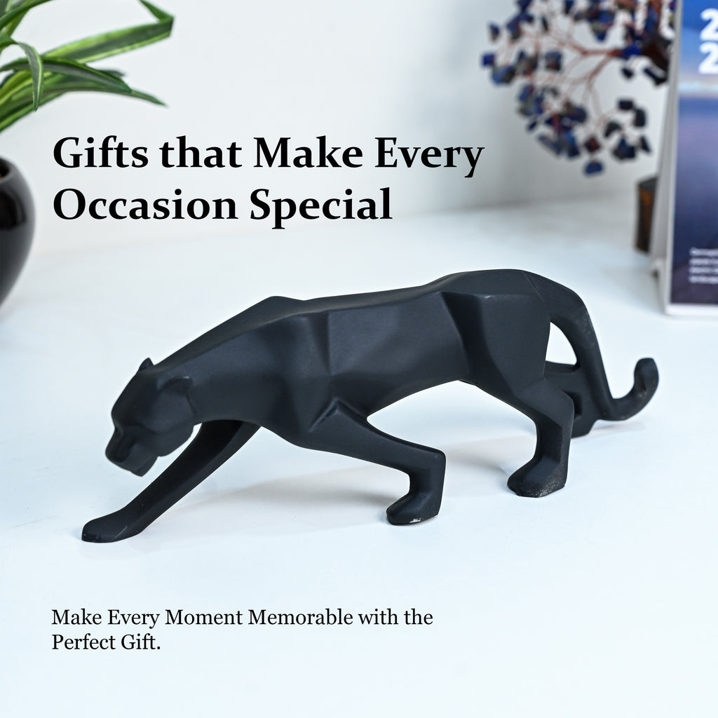 HindCraft Modern Black Panther Showpiece for Home Decor, Office Desk, Living Room & Shelf Decoration