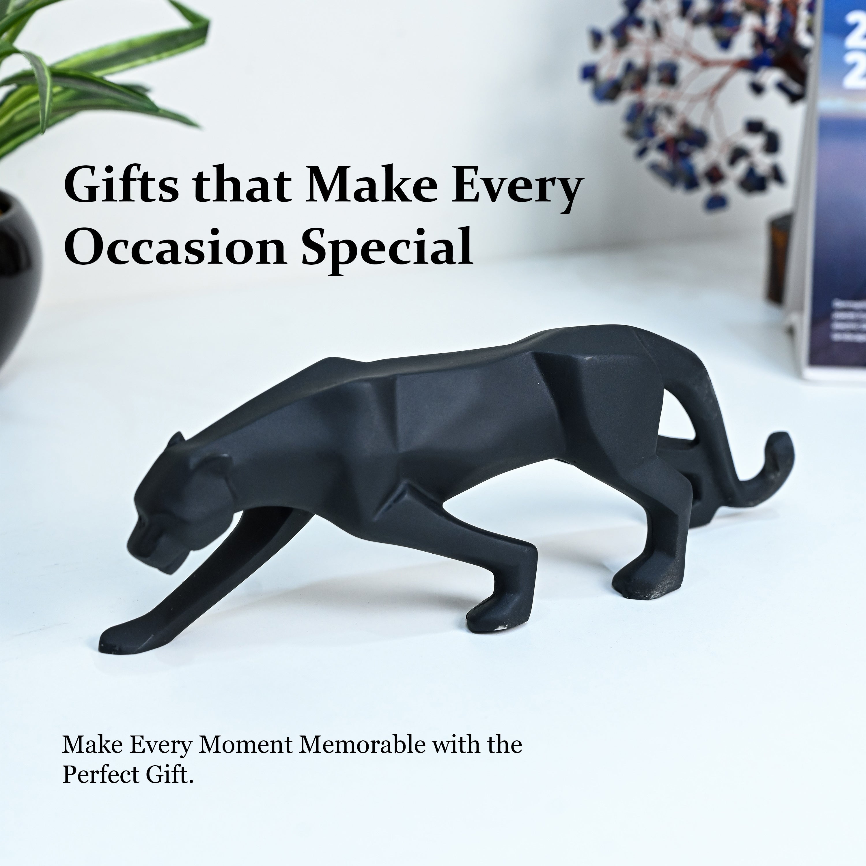 HindCraft Modern Black Panther Showpiece for Home Decor, Office Desk, Living Room & Shelf Decoration