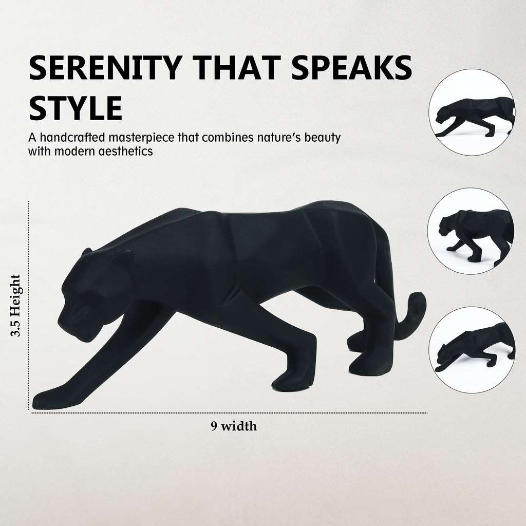 HindCraft Modern Black Panther Showpiece for Home Decor, Office Desk, Living Room & Shelf Decoration