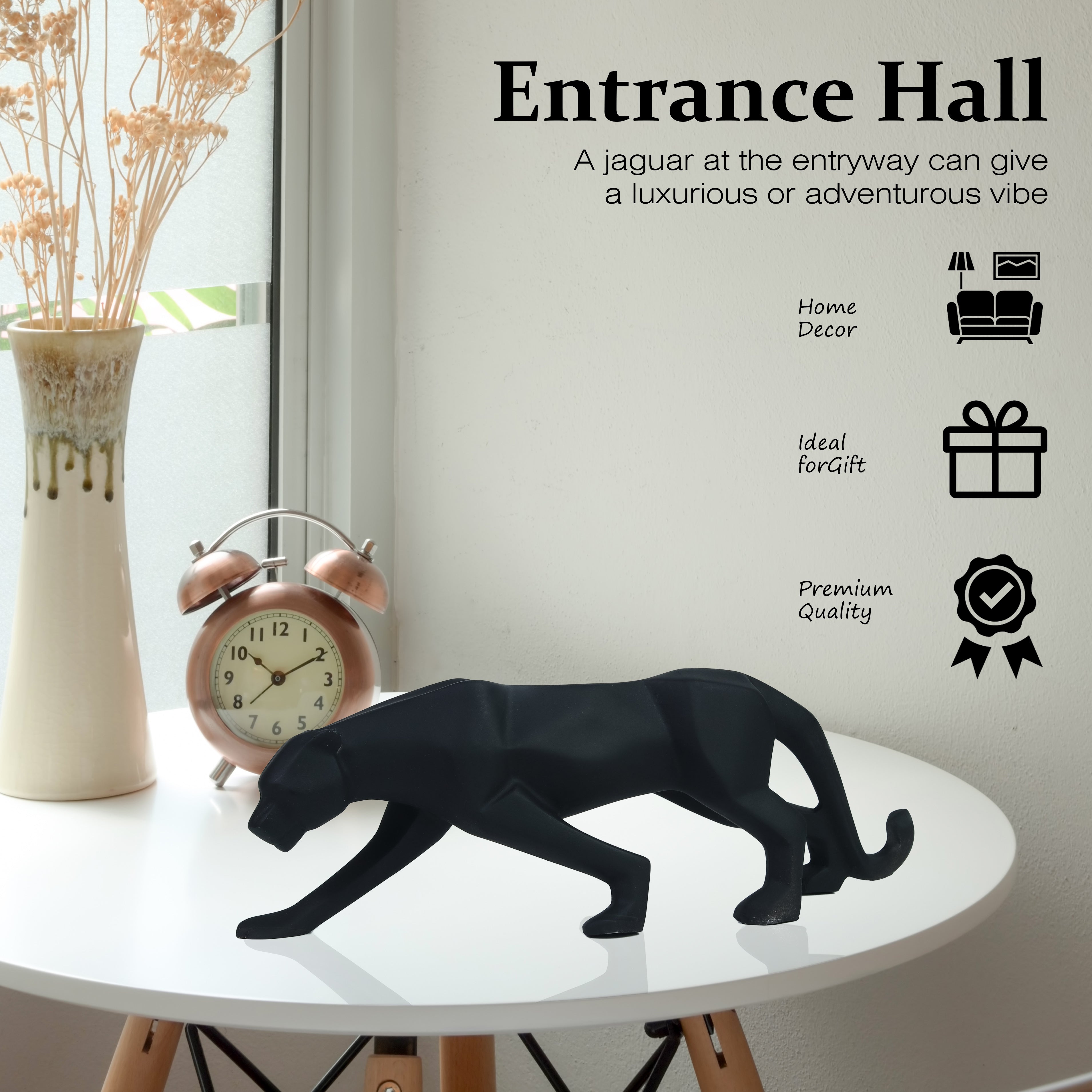 HindCraft Modern Black Panther Showpiece for Home Decor, Office Desk, Living Room & Shelf Decoration