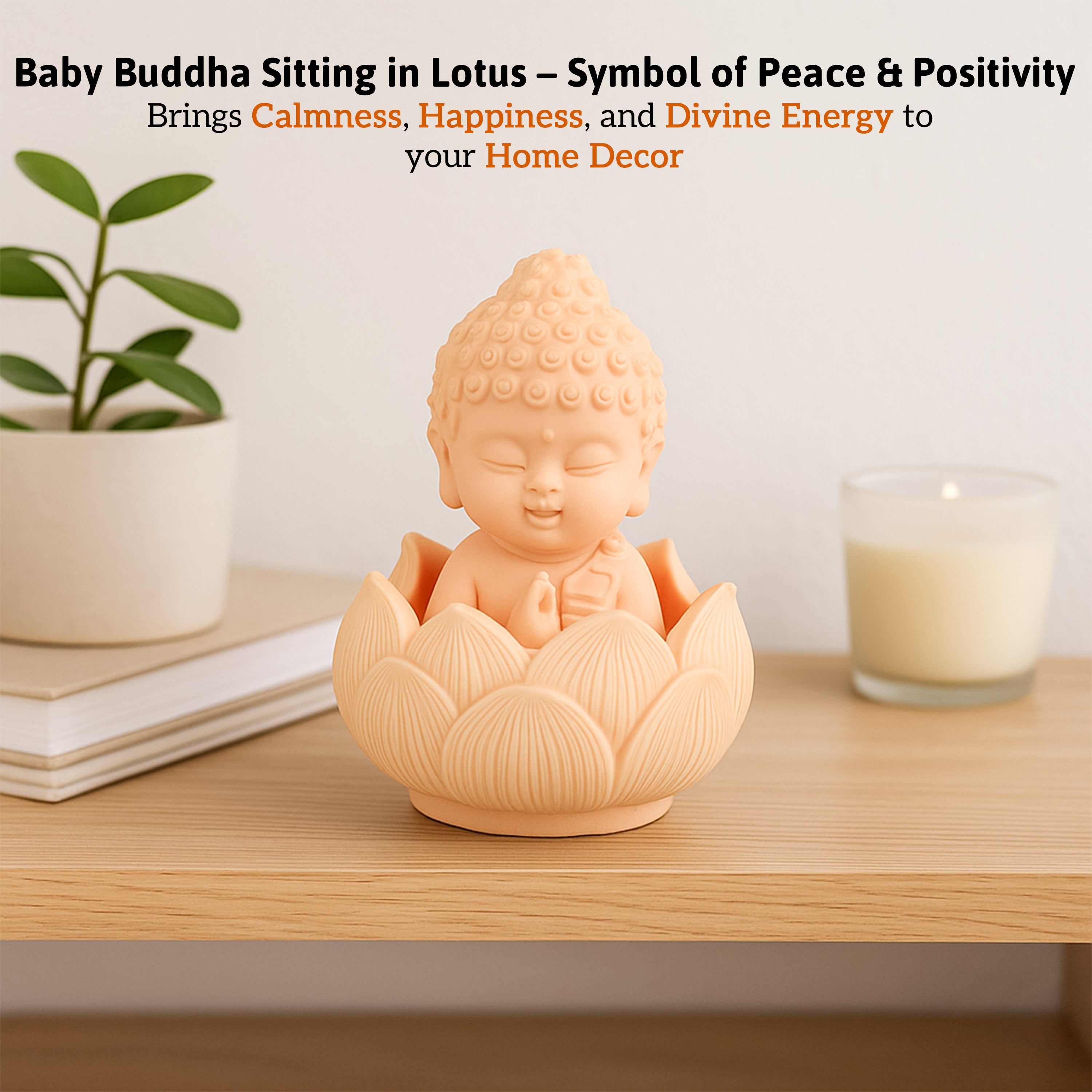 HindCraft Mini Buddha with Lotus Base Showpiece for Home, Office, Meditation & Prayer Room Décor