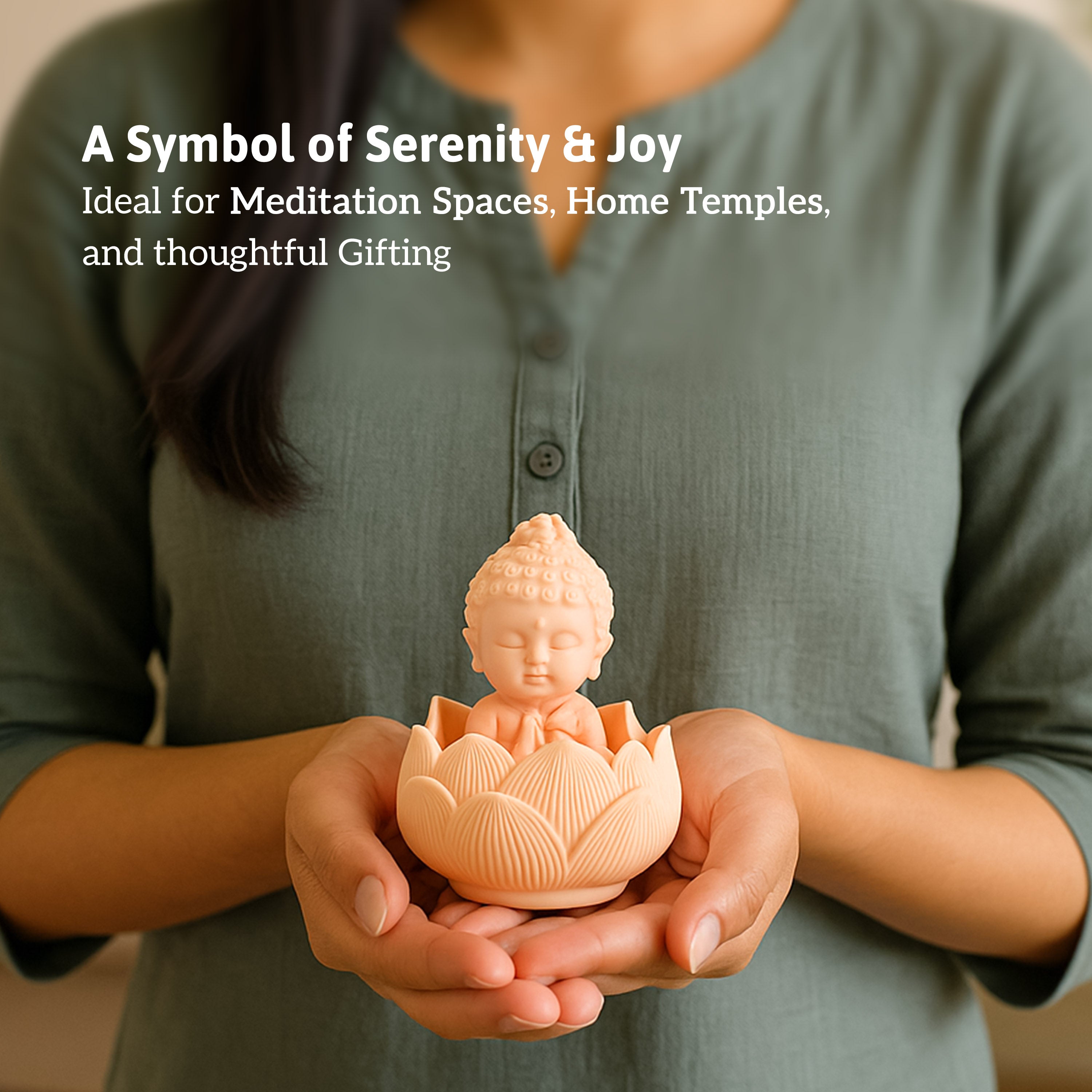 HindCraft Mini Buddha with Lotus Base Showpiece for Home, Office, Meditation & Prayer Room Décor