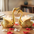HindCraft Pair of Golden Swan Candle Holders for Table & Home Décor