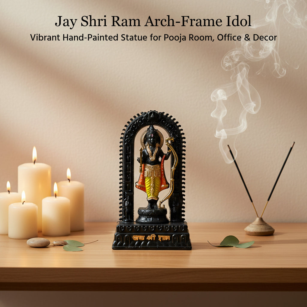 HindCraft Lord Ram Idol with Bow and Decorative Arch for Home Temple & Gifting