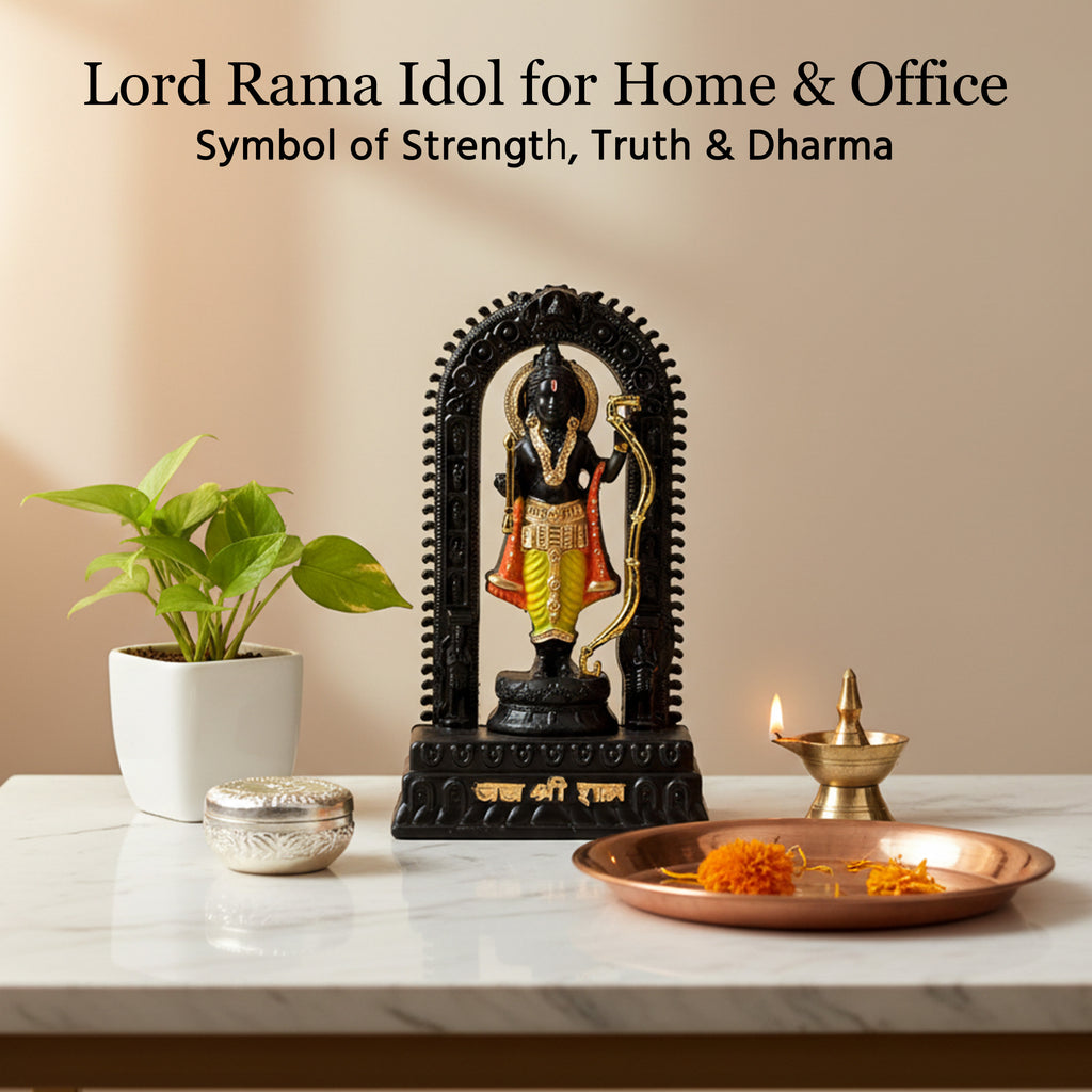 HindCraft Lord Ram Idol with Bow and Decorative Arch for Home Temple & Gifting