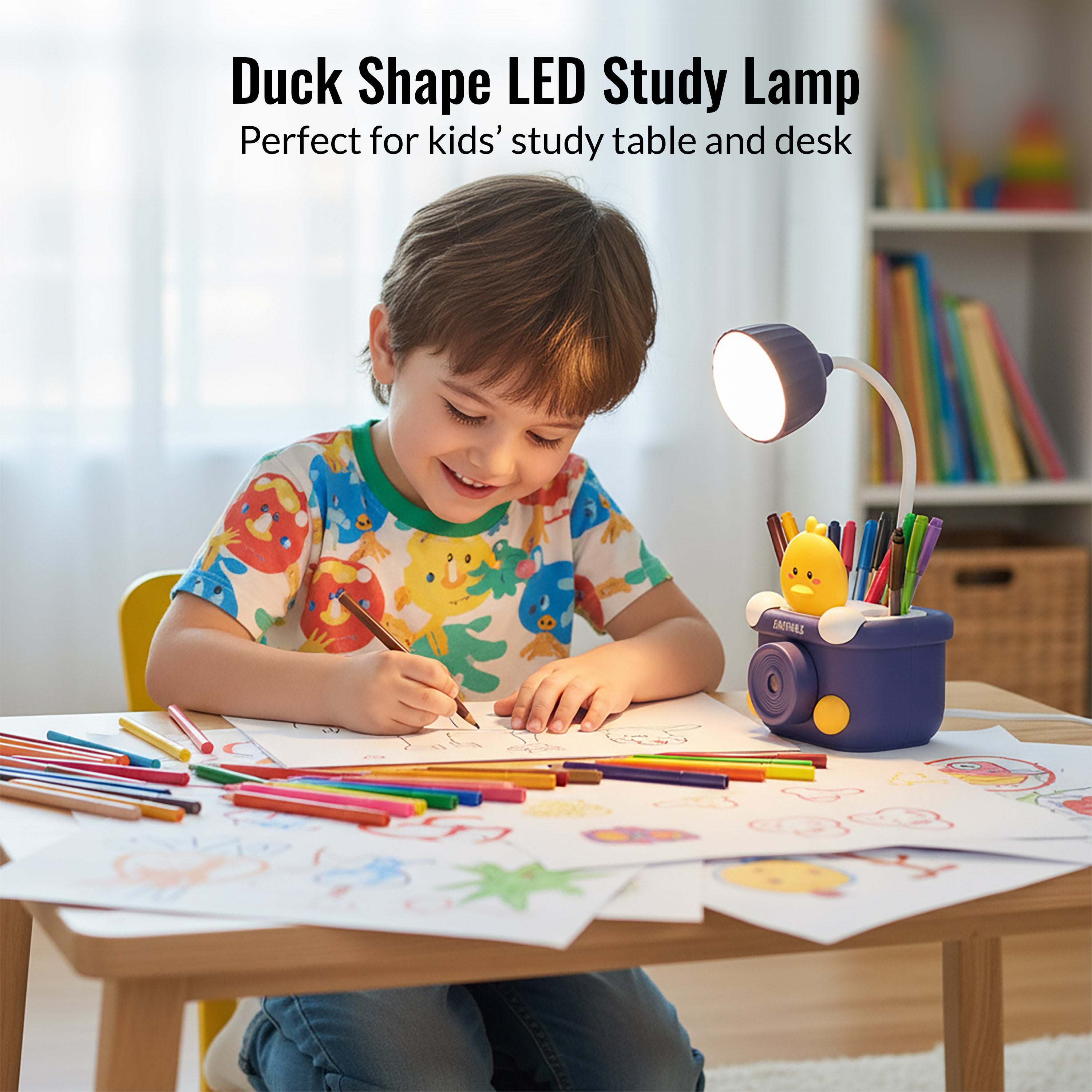 HindCraft Cute Animal LED Desk Lamp with Pen Holder, Pencil Organizer for Kids Study Table, Office Desk & Bedroom