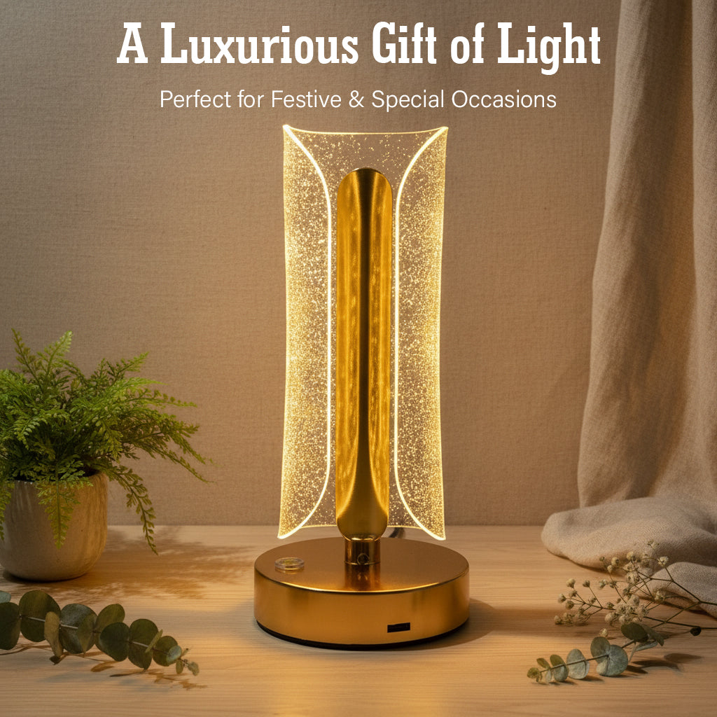 HindCraft Modern LED Table Lamp with Crystal Acrylic Shade for Bedroom, Living Room, Office Desk & Home Décor