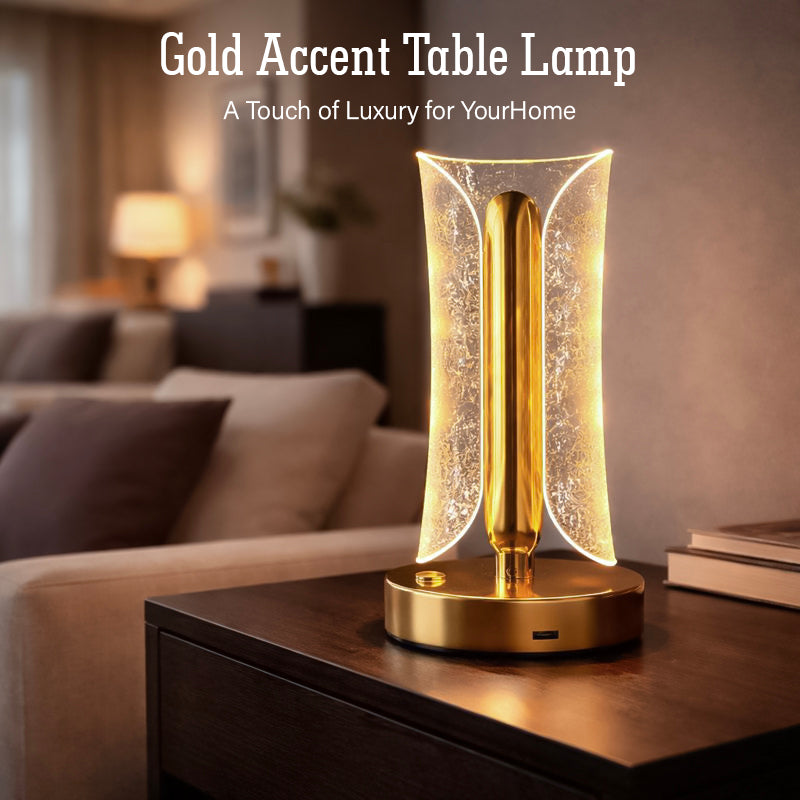 HindCraft Modern LED Table Lamp with Crystal Acrylic Shade for Bedroom, Living Room, Office Desk & Home Décor