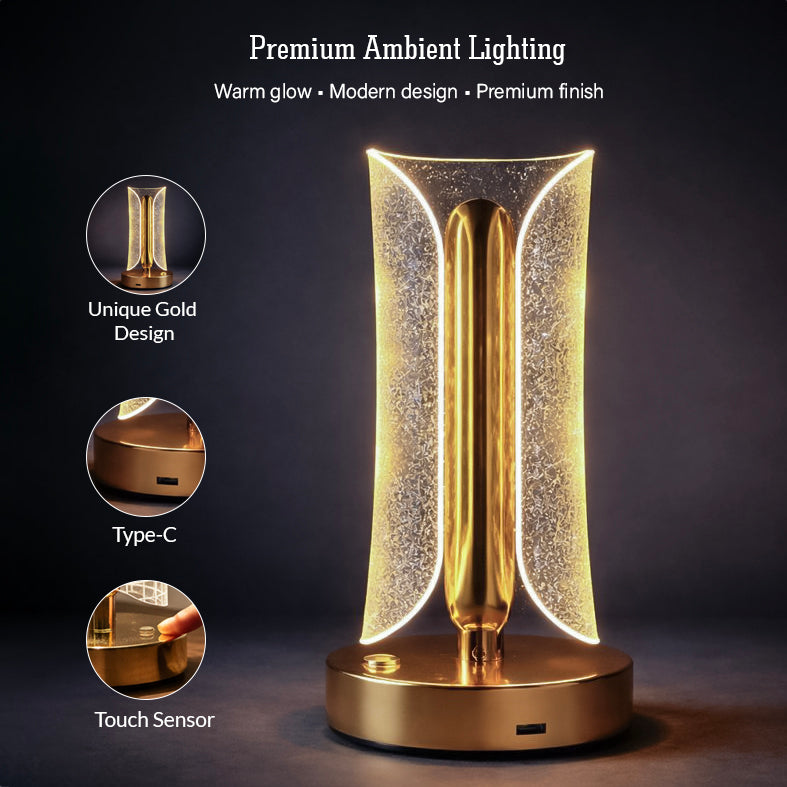 HindCraft Modern LED Table Lamp with Crystal Acrylic Shade for Bedroom, Living Room, Office Desk & Home Décor