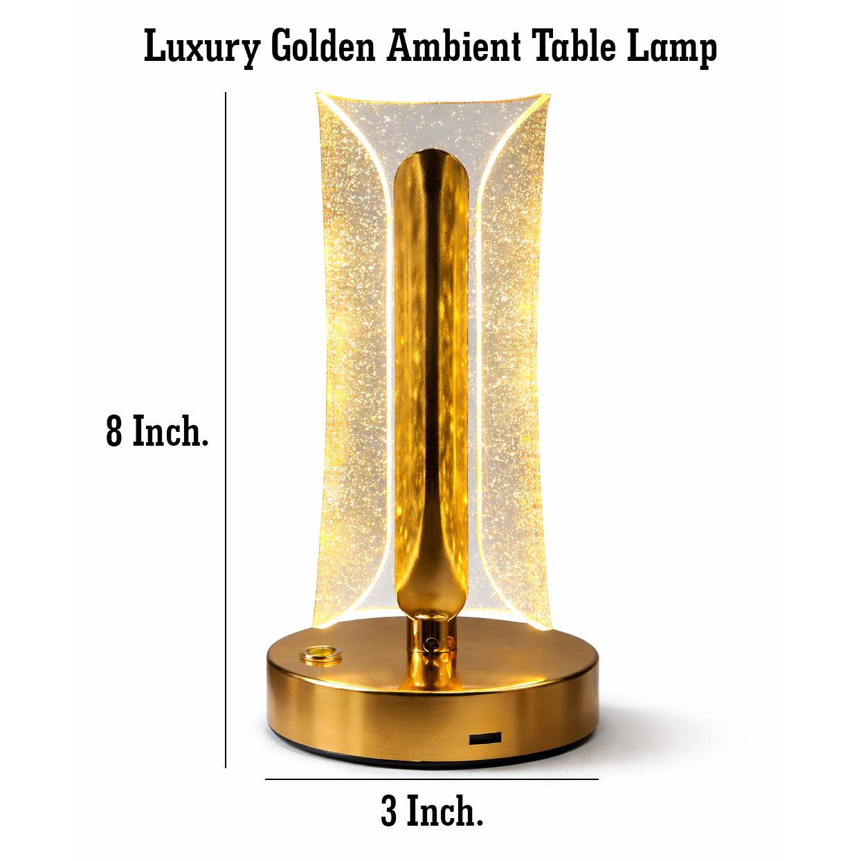 HindCraft Modern LED Table Lamp with Crystal Acrylic Shade for Bedroom, Living Room, Office Desk & Home Décor
