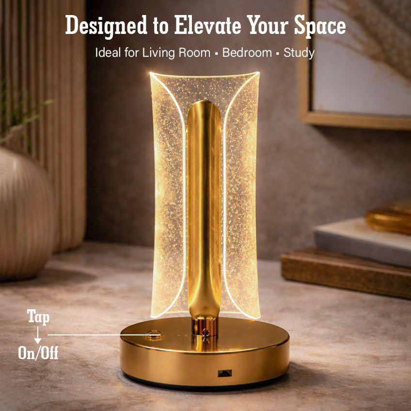 HindCraft Modern LED Table Lamp with Crystal Acrylic Shade for Bedroom, Living Room, Office Desk & Home Décor