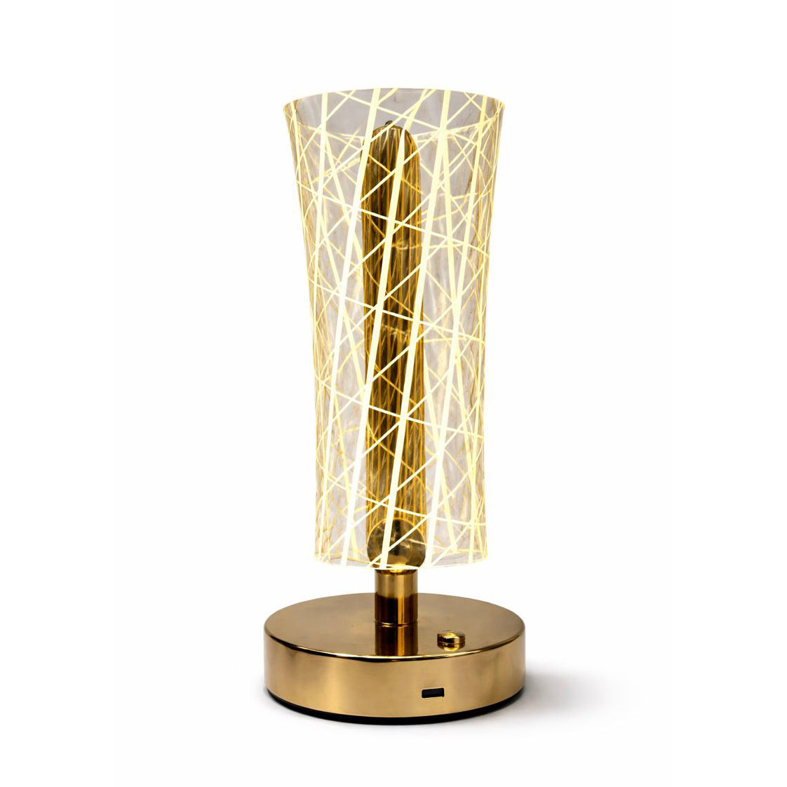 HindCraft Modern Golden LED Table Lamp with Geometric Acrylic Shade for Home Décor